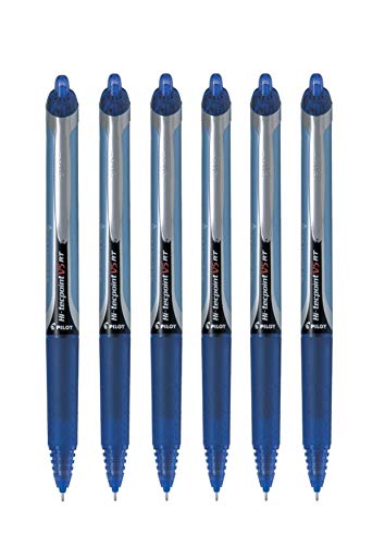 Pilot V5 azul Hi-Tecpoint BX RT snap Bolígrafo extrafino tinta líquida 0.5mm Punta de línea de punta 0.3Mm Ancho (paquete de 6)