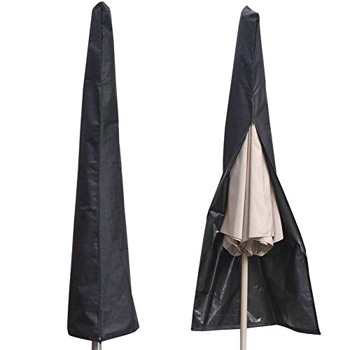 POAO Funda para Parasol, Impermeable Resistente al Agua al Aire Libre Patio, Parasol de Cremallera, para diámetro 3 m parasoles, Negro 600d Oxford Tela, Bolsa de Almacenamiento con Cremallera