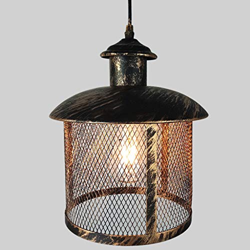 Pointhx Retro Sweep Gold Colgantes Luz Iron Malla Lámpara Colgante Luz Edison Hierro Arte Lámpara de Techo Lámpara de Vivienda Cocina Isla Restaurante Bar Fregadero Chandeliers E27