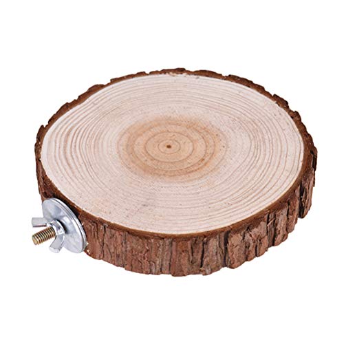 POPETPOP Perca de Madera Redondo para Pájaro Loro, Plataforma Soporte Bastidor Juguete para Animales Pequeños Hamster (8-12cm)