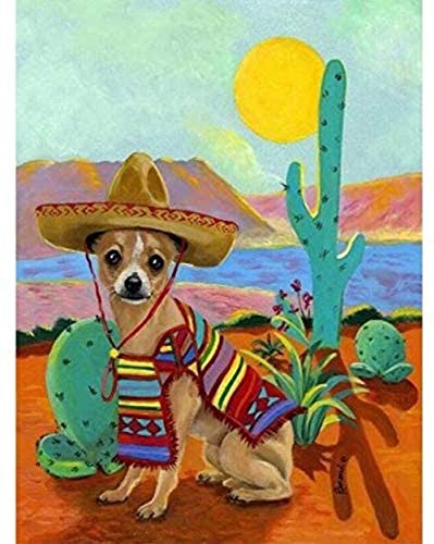 PQGHJ Rompecabezas para Adultos 1000, Rompecabezas Chihuahua Perro Cactus 50X75Cm Rompecabezas de Piso Desafío Rompecabezas para Adultos y para niños