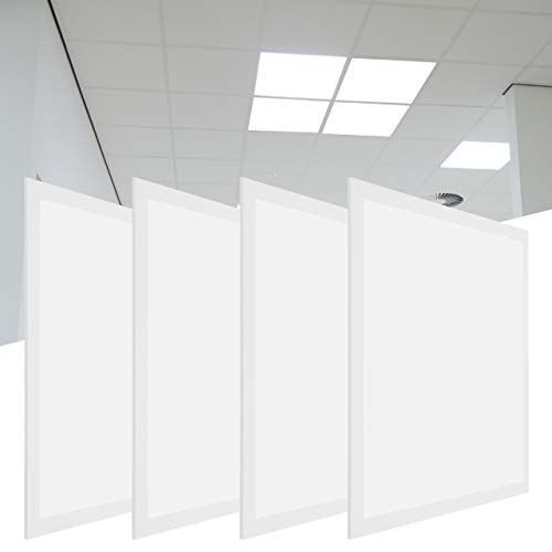 proventa® Panel LED 60 x 60 cm, set 4, 3.600 lúmenes, 36 W, blanco neutro 4.000 K, fuente de alimentación incluida con cable 1.5 m. y enchufe europeo