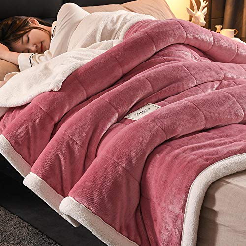 RESUXI Manta Suave de Lana,Manta Engrosada de Invierno Manta de Terciopelo Coral Cama Doble Individual de Dos pisos-180 × 200 cm （3.5 kg）_K