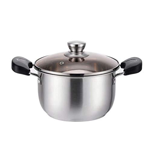 REWD Profesional Seguro Ollas Soperas Pote de Sopa de Acero Inoxidable, Olla, Olla de Sopa de Doble Oreja, Olla de Sopa Multifuncional Gruesa, Adecuada for Estufa de Gas, Cocina de inducción