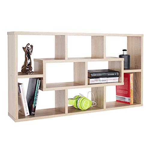 RICOO WM050-ES Estantería Pared 85x48x16cm Estante Colgante Librería Flotante Mueble almacenaje Almacenamiento Libros Madera Roble marrón