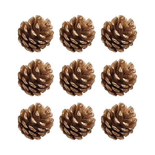 ROSENICE Conos de Pino de Navidad con Colgante de piña Cadena decoración de árbol de Navidad artesanía Ornamento de casa 9pcs(Oro)