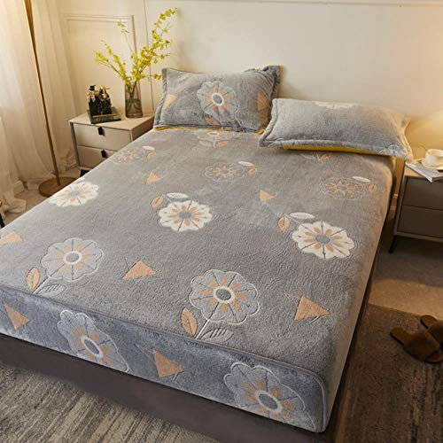 Sábana Ajustable elástica para Ropa de Cama, Forro Polar de Coral para el hogar, Funda de colchón Doble Individual, sábana cálida de Invierno, Colcha de 90x200 180x200cm