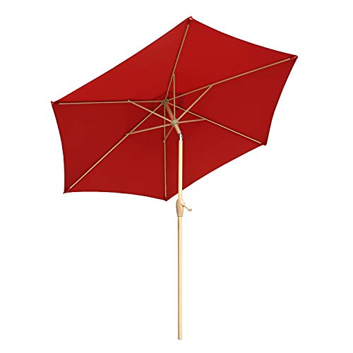 Sekey® sombrilla Parasol para terraza jardín Playa Piscina Patio diámetro 270 cm Protector Solar UV50+ Rojo