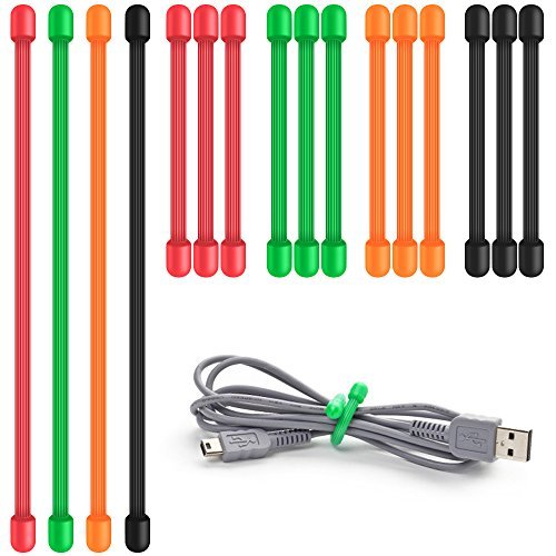 Senhai 16 Pcs Lazos de Torcedura, 3" & 6" Correas de Lazos de Cable para Mantenimiento de Cable Fijación de Sacos Cosas Que Cuelga - Negro, Verde, Naranja, Rojo