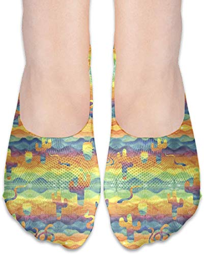 Si no se Presenta, Calcetines del Arco Iris Cactus Casual Calcetines Invisibles del Piso, Anti-Olor Respirable escotados de algodón de Las Mujeres Medias, no Slip Revestimiento para el calcetín