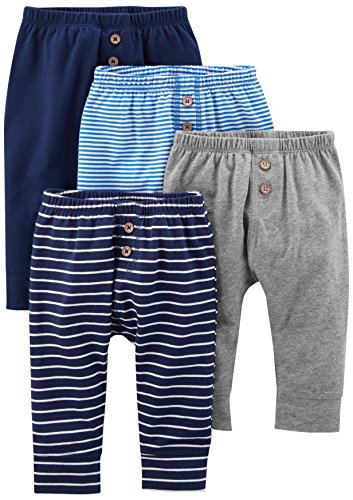 Simple Joys by Carter's pantalón para bebé, paquete de 4 ,Navy/Stripes/Gray ,18 Meses