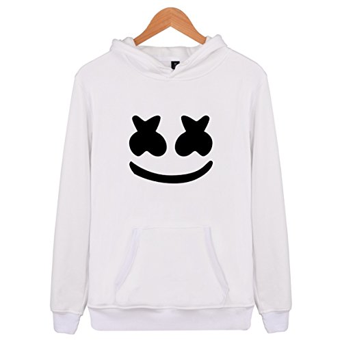 SIMYJOY Unisex DJ Fans Sudaderas con Capucha Sonido eléctrico Pull-Over Cool EDM Sudadera para Hombre Mujer Adolescente Blanco 2XS