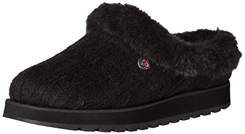 Skechers Keepsakes-Ice Angel, Zapatillas Bajas Mujer, Negro (BBK Black Cable Knit Sweater/Faux Fur Trim), 38 EU