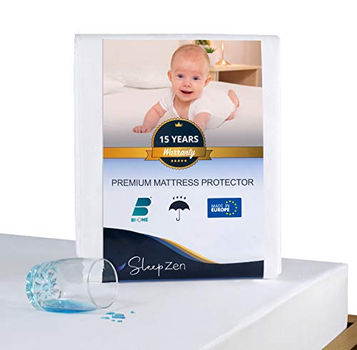 SLEEPZEN Protector de Colchón Cuna Impermeable 60x120, Muletón 100%, Cubre Colchón de Nueva generación - Anti-ácaros, Antibacteriano, Antimoho, hipoalergénico – Hecho en Europa – 15 años de garantía