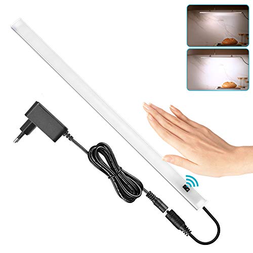 SOAIY 40cm Luz bajo mueble cocina con sensor movimiento de la mano, Iluminacion ajustable led cocina bajo mueble, luz cocina bajo armario con enchufe, Blanco Frío 4000K