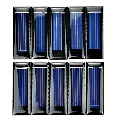 SODIAL 10 piezas de Mini panel solar Nuevos paneles fotovoltaicos de celulas solares de 0.5V 100mA Modulo de panel solar de cargador de bateria DIY 53 * 18 * 2.5mm