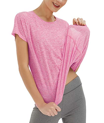 SPECIALMAGIC Camiseta deportiva para mujer, básica, de yoga, manga corta, para entrenamiento, ropa deportiva