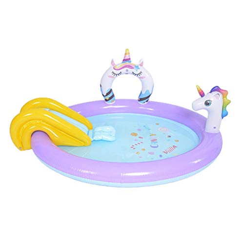 Splash Pad para niños, Inflable Splash Rociador Tobogán Piscina para niños Dibujos Animados Unicornio Bebé Infantil Piscina para niños Fuente de Patio Trasero