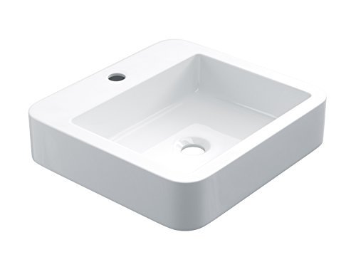 STARBATH PLUS Lavabo Cerámica Sobre Encimera Rectangular Taladro Grifo (45 x 42 x 10 cm) SLIN