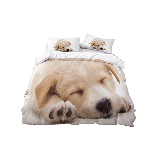 Sticker Superb Juego de Cama Individual Blanco y Negro Lindo Gato Perro Patrón Funda Nórdica 180x210 cm y 1 pcs Funda de Almohada 50x75 cm, Microfibra Cama de 90 cm Ropa de Cama (# 1)