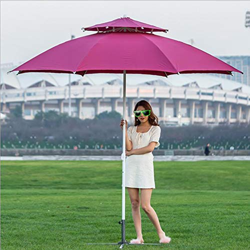 SUNY 2.5M Parasol Excéntrico, Acero 8Ribs Portable De La Mano De Empuje Parasol, para Garden Césped Beach, Vino Tinto