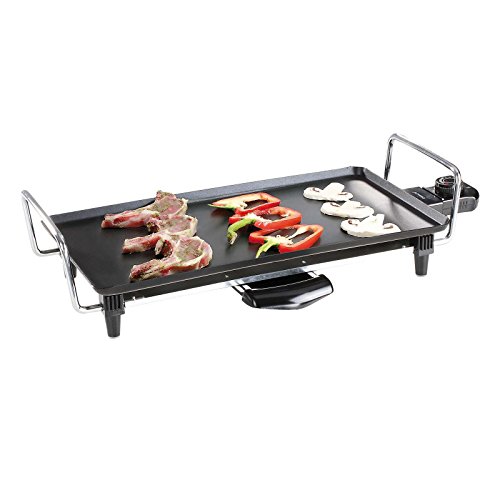 Teppanyaki - Barbacoa eléctrica con 2000 W (parrilla japonesa, parrilla de mesa, depósito de grasa, placa de parrilla de 40 x 23 cm)