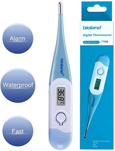 Termometro Digital, Termometro Electronico Preciso AGM, Termometro de Cuerpo Oral de Precisión Rápida para Adultos, niños y bebés, señal acústica de pantalla LCD, AZUL