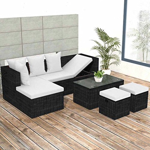 Tidyard Conjunto Muebles de Jardín de Ratán 12 Piezas,Sofa de Exterior para Jardín Terraza Patio,Cojines Extraíbles,Poli Ratán Negro