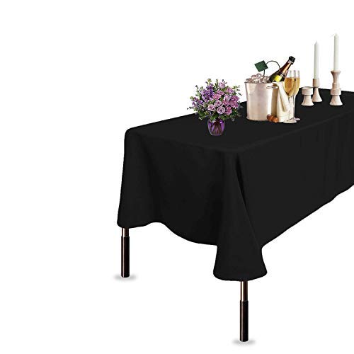 Trimming Shop Algodón Poliéster Rectangular Mantel Funda para Comedor & Fiesta Navideña 90 X 156 Pulgadas (Individual) - Pack of 1, Negro