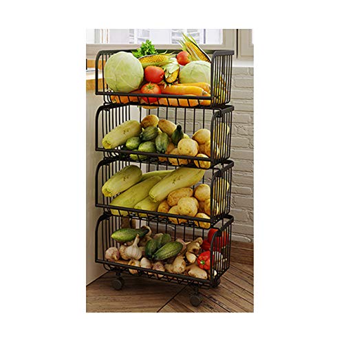 TWW Estantes de Cocina, cestas de Almacenamiento Multicapa de Piso a Techo para cestas de Almacenamiento de Frutas y Verduras, carros móviles para Almacenamiento,2