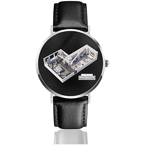 Unisex Business Casual Lost In Translation Plan de Piso Relojes Reloj de Cuero de Cuarzo