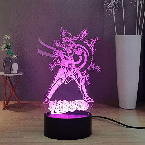 Uzumaki Naruto Shippuden 3D - Lámpara LED para habitación nocturna, para niños, con mando a distancia USB