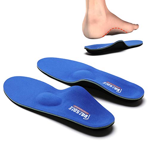 VALSOLE Plantillas Ortopédicas soportes de arco y talones la absorción de choque- para el dolor de talón, pie plano, Fascitis Plantar, dolor de rodilla y espalda (41-42 EU (270mm), blue-v7b)