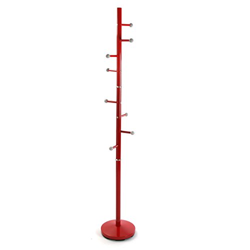 Versa 18790413 Perchero de pie Ruan, Metal Lacado, Rojo, 173 x 28 x 28 cm