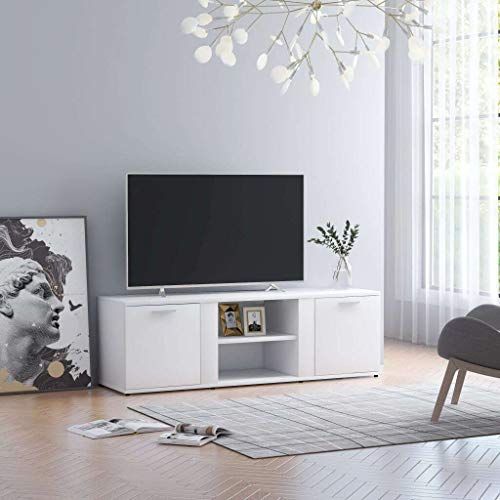 vidaXL Mueble para TV Mesa Salón Comedor Televisión Televisor Equipo de Música Armario Bajo Almacenaje Soporte de Aglomerado Blanco 120x34x37cm