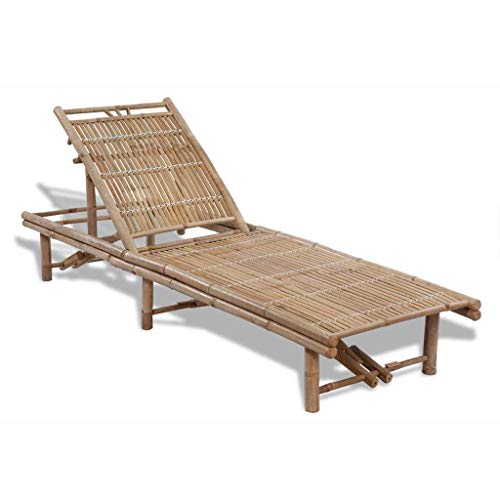 vidaXL Tumbona Ajustable de Jardín de Bambú Mueble Hamaca Lounger 3 Posiciones