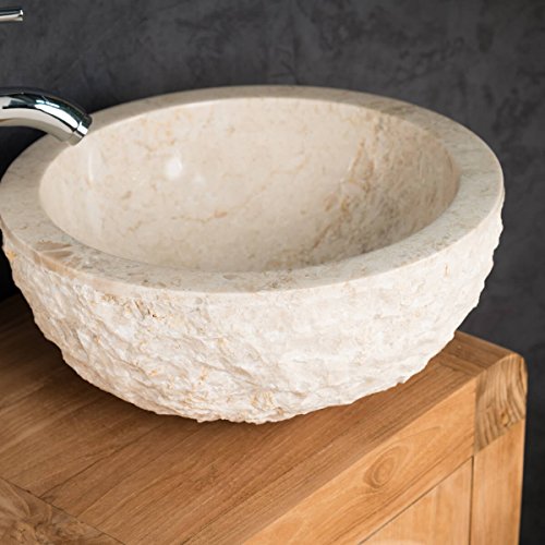 wanda collection Lavabo sobre encimera Roma de mármol Crema 35 cm