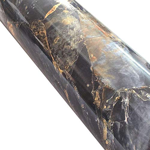 WDragon Vinilo autoadhesivo con aspecto de mármol de granito, adhesivo brillante, para encimera de cocina, 60,96 cm x 199 cm (piedra azul)