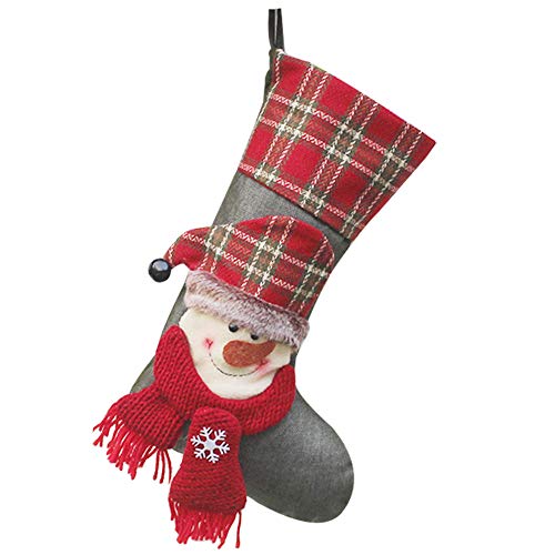 Weimay 1PCS Decoraciones Navideñas de Calcetines de Caramelo Cheque rojo Medias de Navidad Decoración Casa Colgante Árbol Decoración Regalos Bolsa, Snowman, 19 * 45cm