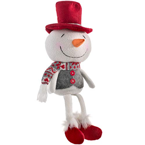 WeRChristmas - Figura de muñeco de Nieve Sentado (33 cm), Multicolor