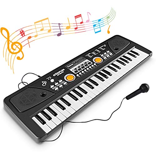 WOSTOO Teclado Electrónico Piano 49 Teclas, Teclado de Piano Portátil con Micrófono Teclado portátil Regalo para Niño, Niña Principiantes