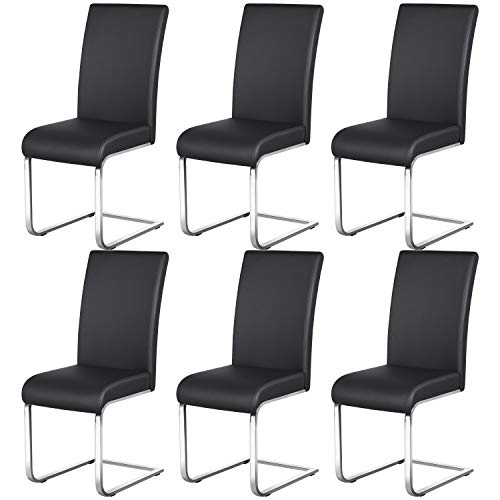 Yaheetech Set de 6 Taburete de Comedor Silla para Cocina Oficina Conferencia Juego de Mueble MAX Carga 135 KG Negro