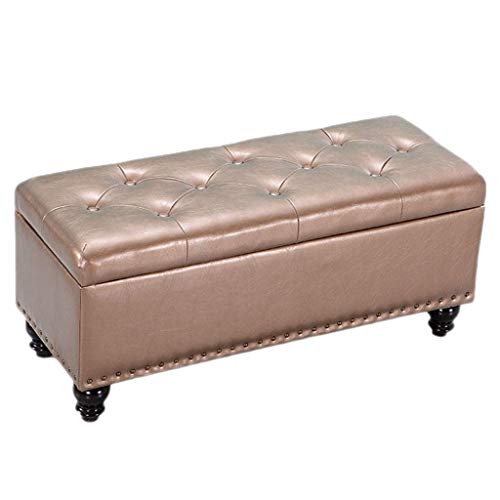 YLCJ Reposapiés Ottoman Cofre de Almacenamiento Puf tapizado Sofá de Moda Banco Asiento Ahorro de Espacio Carga máxima 300 kg Taburete (Color: Dorado Tamaño: 40 * 40 * 45 cm)