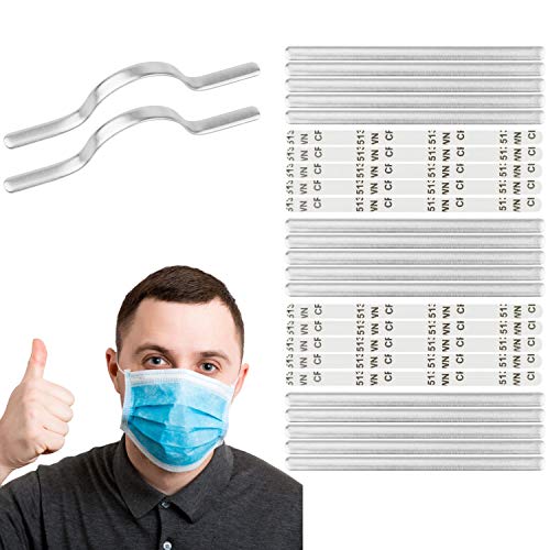 Your Day Mate [25 Pack] Pinza Nasal adherida, Adhesivo Textil Especial, 90 x 5 x 0,8 mm, Pieza de Aluminio autoadhesiva para Pegar, para máscaras de respiración DIY, máscara de Alambre Nasal, Nariz