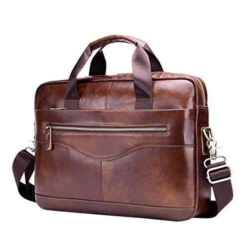 Yujeet Maletín de Cuero para Hombres Bolso Retro Multifunción con Asa Superior (Marrón, 39.0cm*9.0cm*29.0cm)