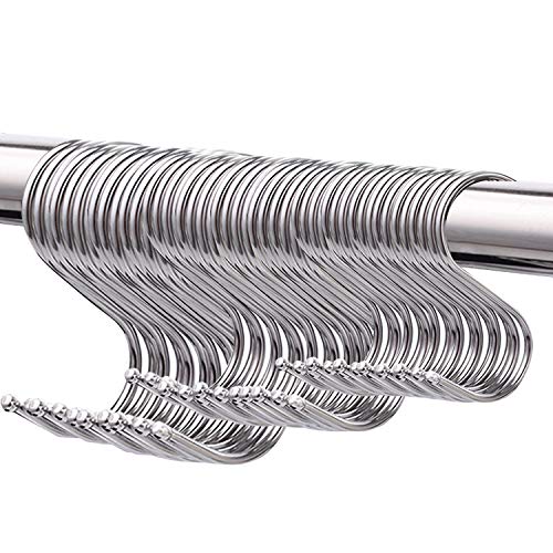 Yuning 50 Paquete Ganchos en Forma de S, Ganchos multifuncionalesde Metal para Utensilios de Cocina, Oficina, Baño, Garaje, Taller e hogar（Grande, Mediano y pequeño）