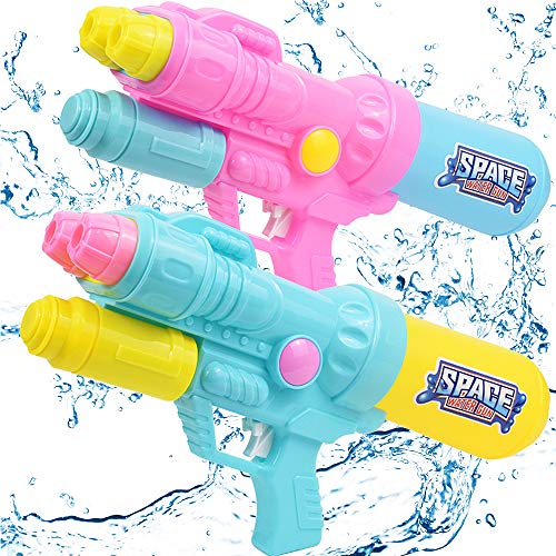 Zaloife Pistola de Agua Juguete de los Niños Boquilla Doble Water Pistol para Jardín Juguete Rociador Fiestas de Verano al Aire Libre Infantil Batalla de Agua, Playa, Piscina, 2pcs