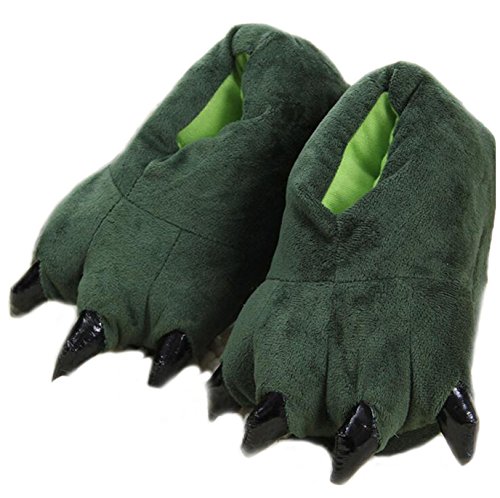 Zapatillas de Animales Zapatillas de Patas de Dinosaurio Zapatillas de Felpa caseras cálidas de Dibujos Animados (27/33 EU, Green)