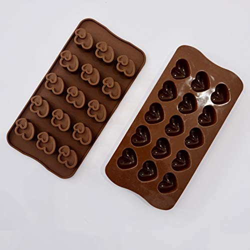 ZARRS Molde para Bombones,2 Pack Silicona Moldes de Chocolate Antiadherentes Mini Corazoncitos Molde para Niños Navidad San Valentín