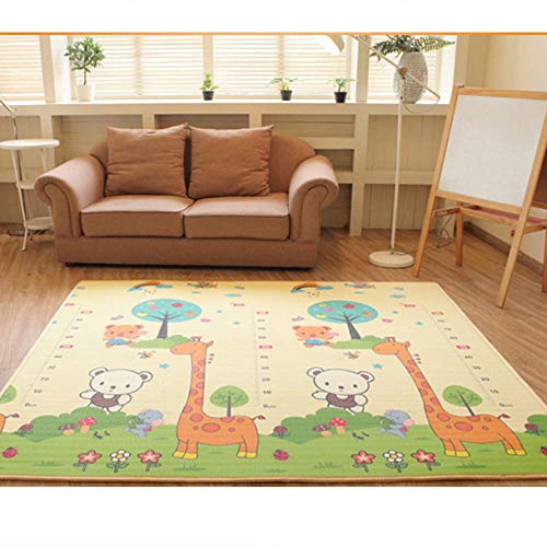 ZKDX Almohadilla de Arrastre de bebé un Todo Engrosado bebé niño Piso Alfombra Sala de Estar Alfombra de otoño Alfombra niño Crawl Pad 1.8m x 1.5m x 1cm Ciervos Cebra y Ciruela